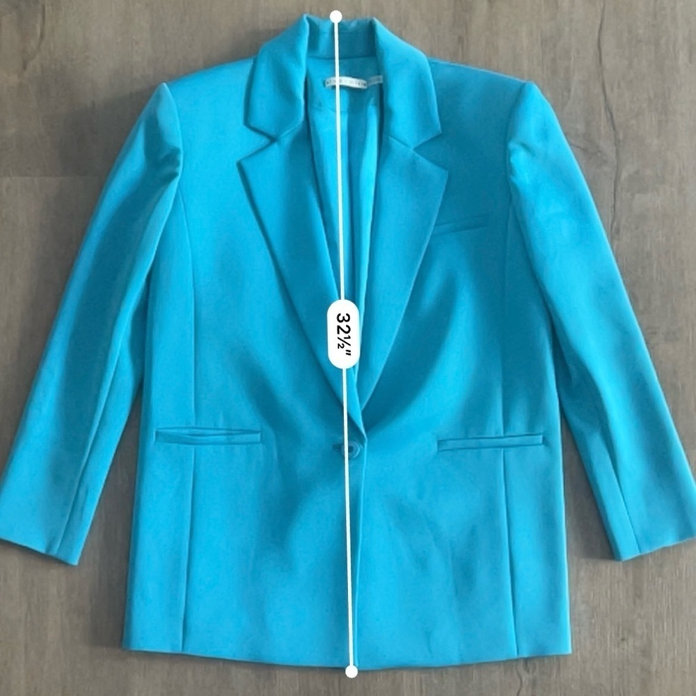 Alice + Olivia Shan Solid Oversized Satin Blazer - Ocean Blue - Size 4 - Picture 15 of 15